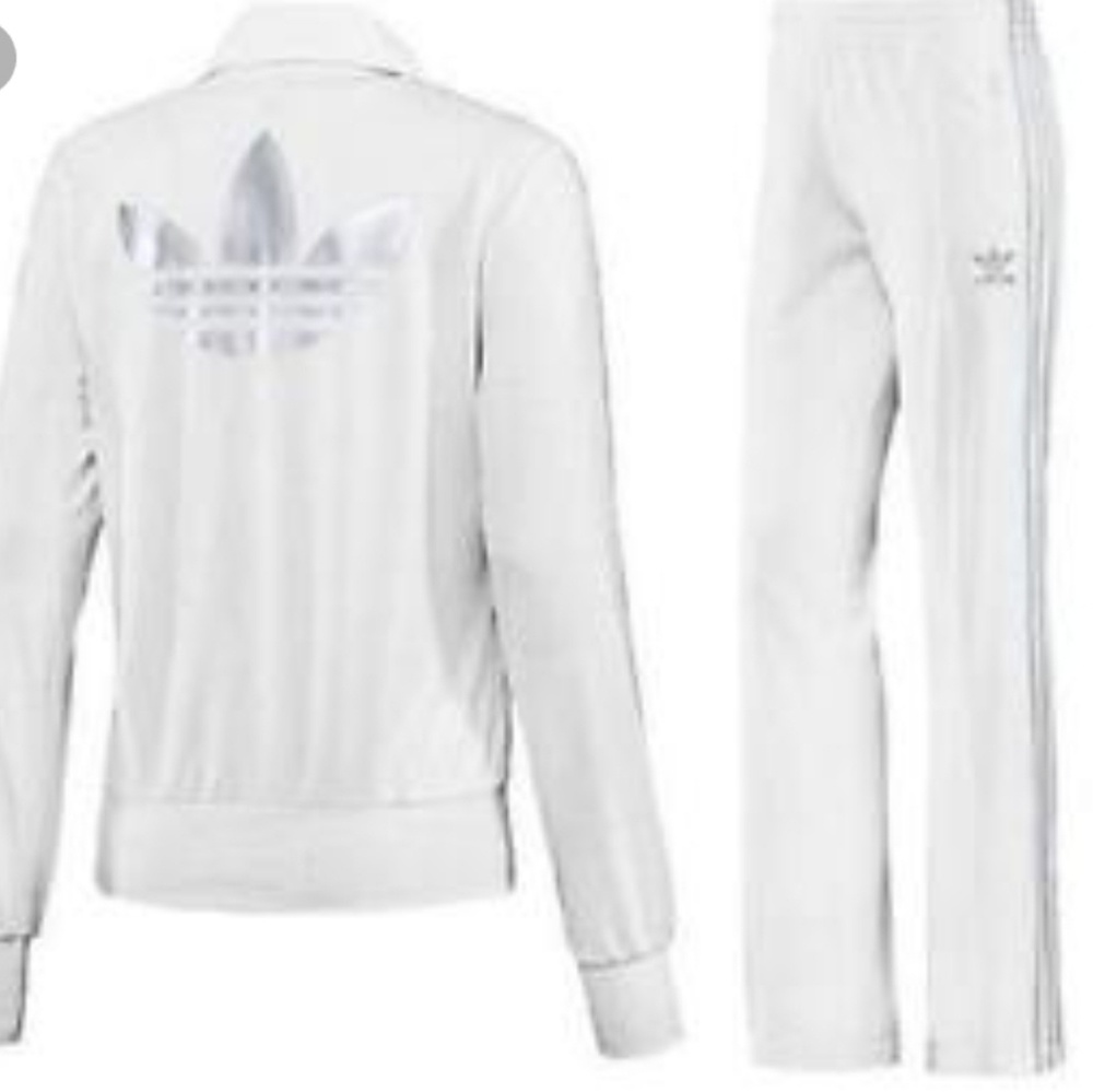 White and Grey Adidas women's jogging suit